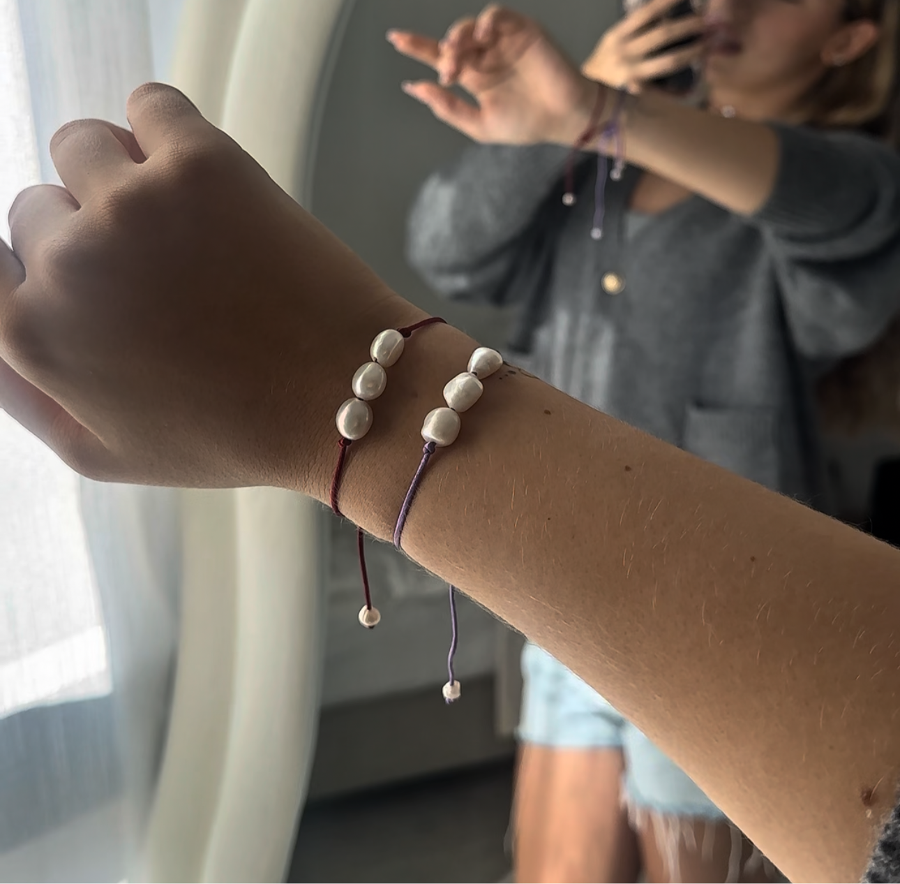 3 pearl bracelet light purple
