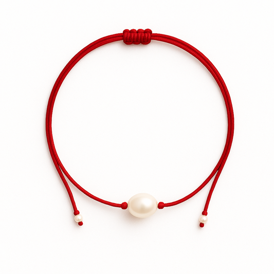 One pearl necklace red