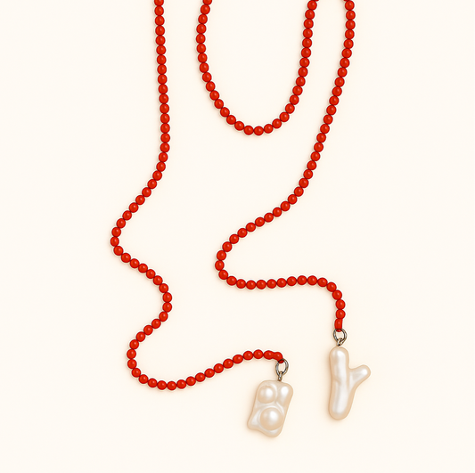 Multi way beaded necklace red
