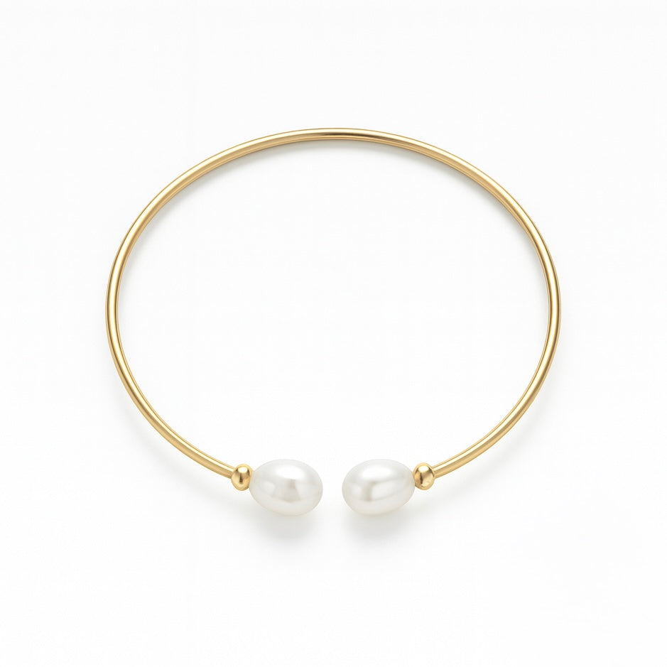 Double pearl cuff gold