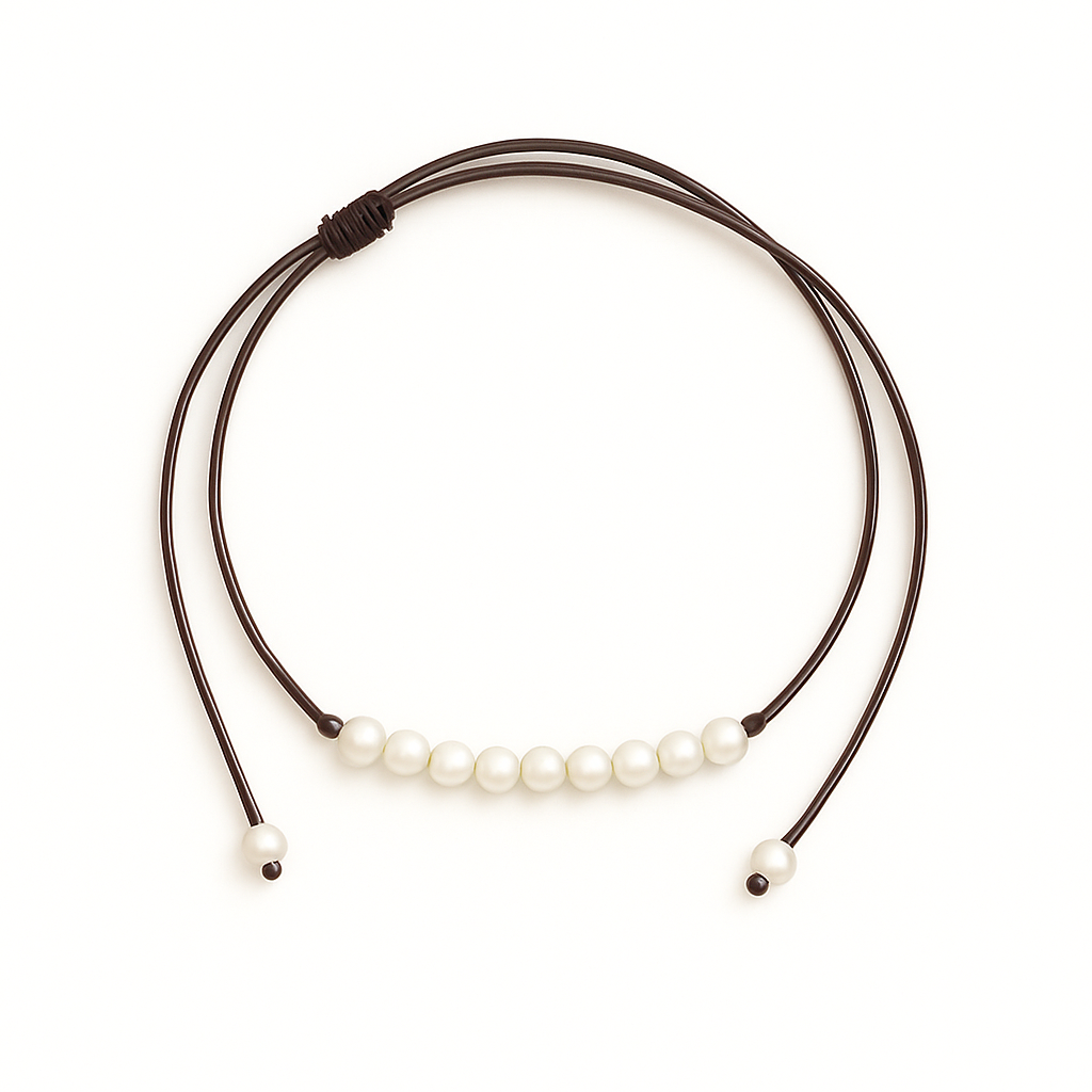 9 pearl necklace coffee brown