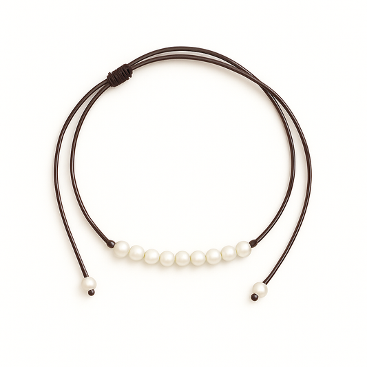 9 pearl necklace coffee brown
