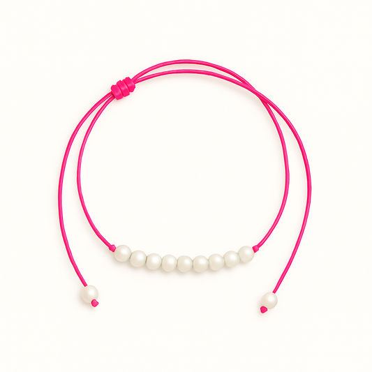 9 pearl necklace neon Pink