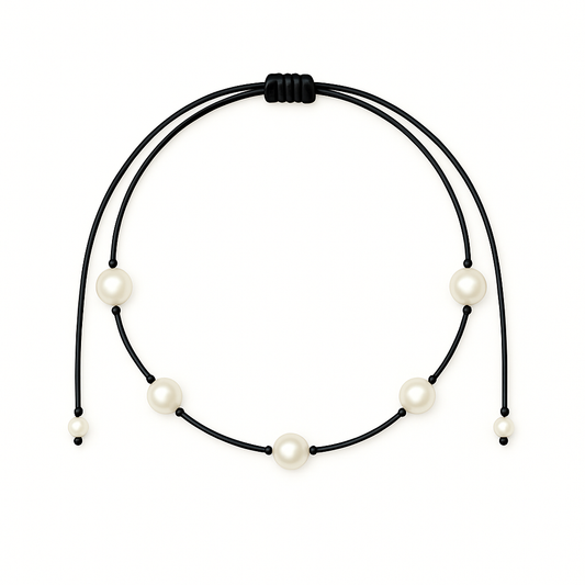 5 pearls necklace black