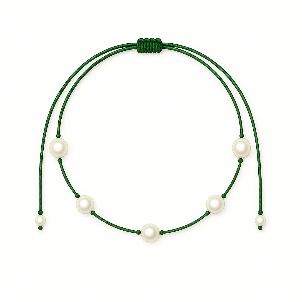 5 pearls necklace dark green