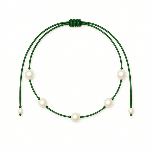 5 pearls necklace dark green