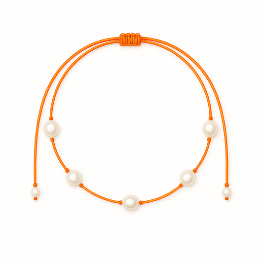 5 pearls necklace neon orange