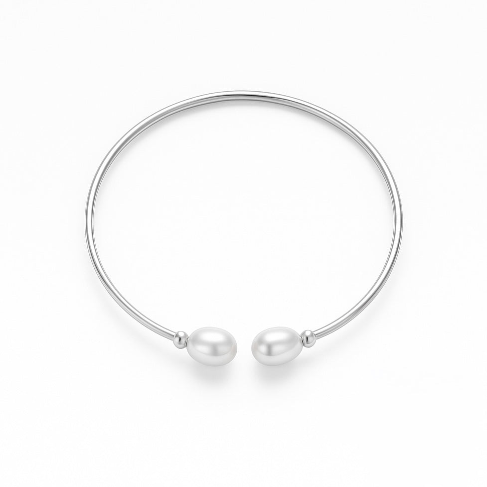 Double pearl cuff silver