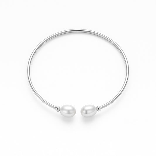 Double pearl cuff silver