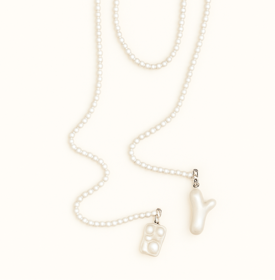Multi way beaded necklace white