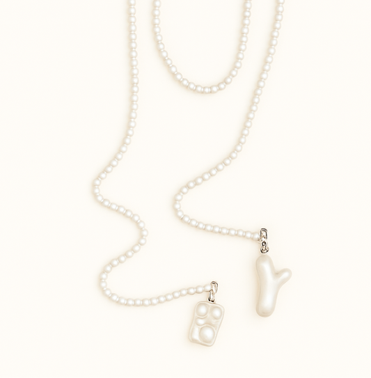 Multi way beaded necklace white