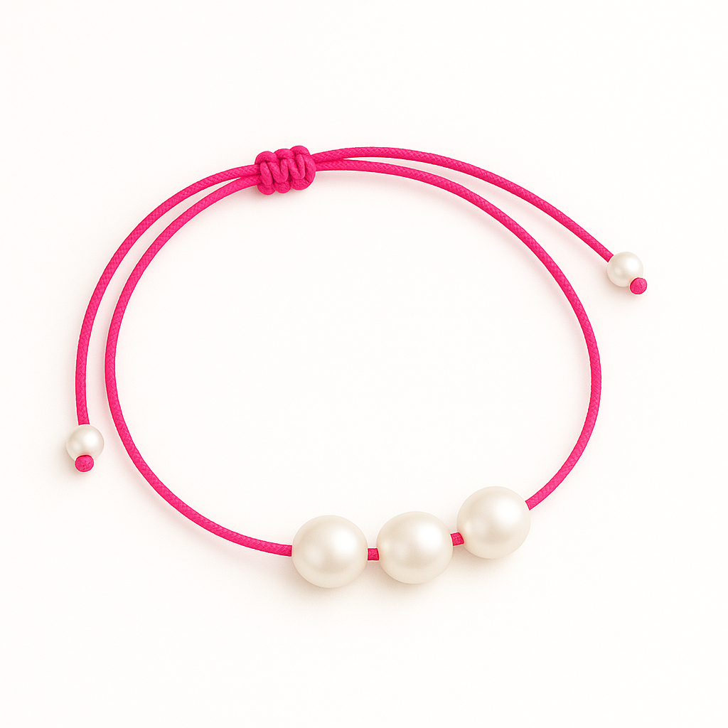 3 pearl bracelet neon pink