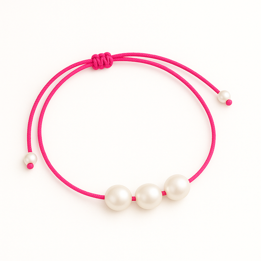 3 pearl bracelet neon pink