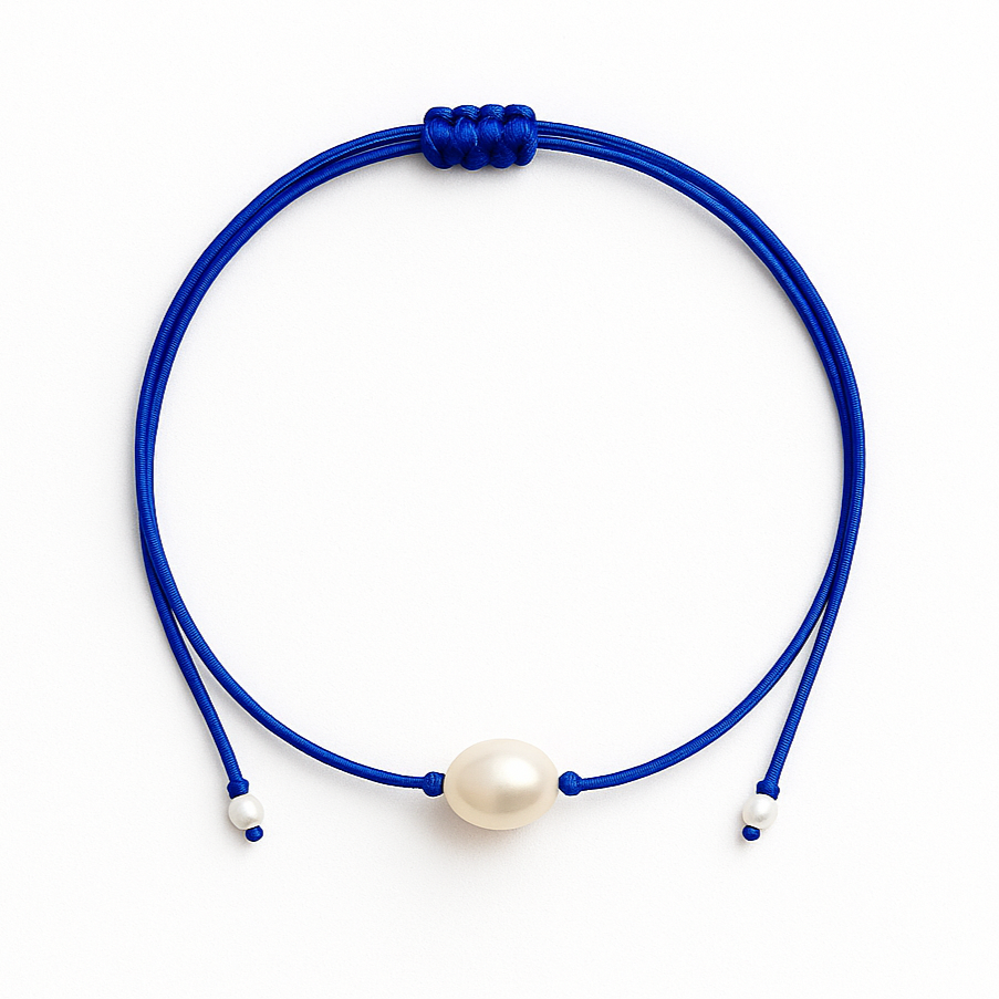 One pearl necklace blue