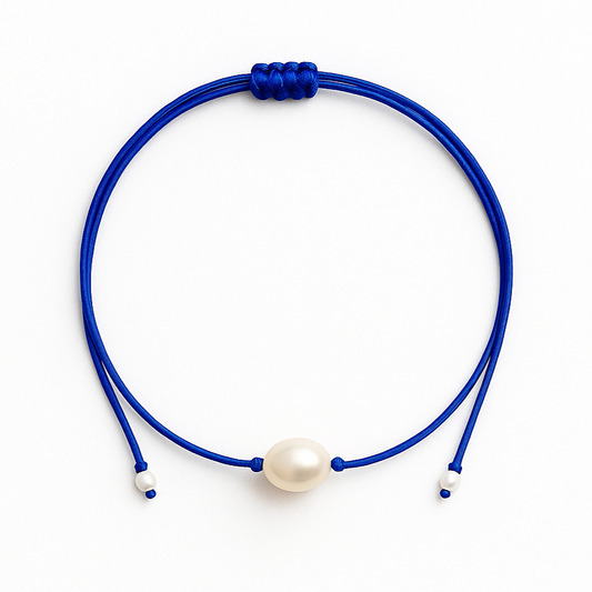 One pearl necklace blue