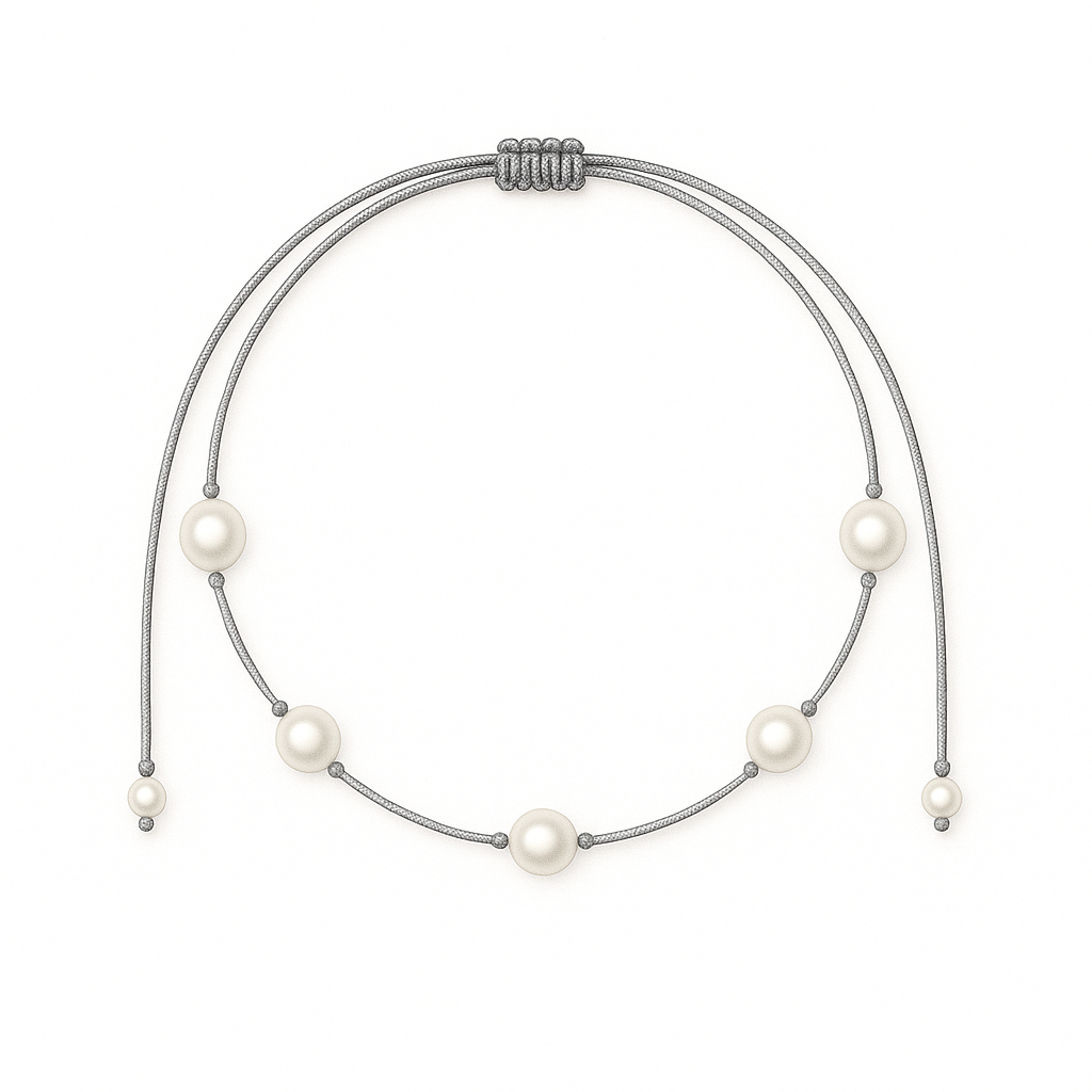 5 pearls necklace grey
