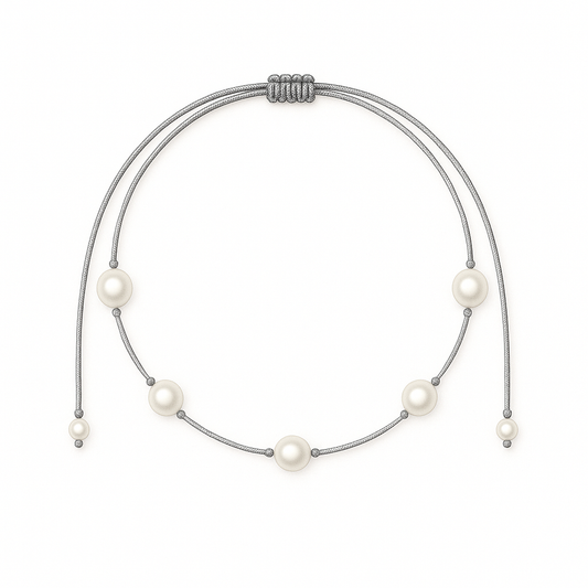 5 pearls necklace grey