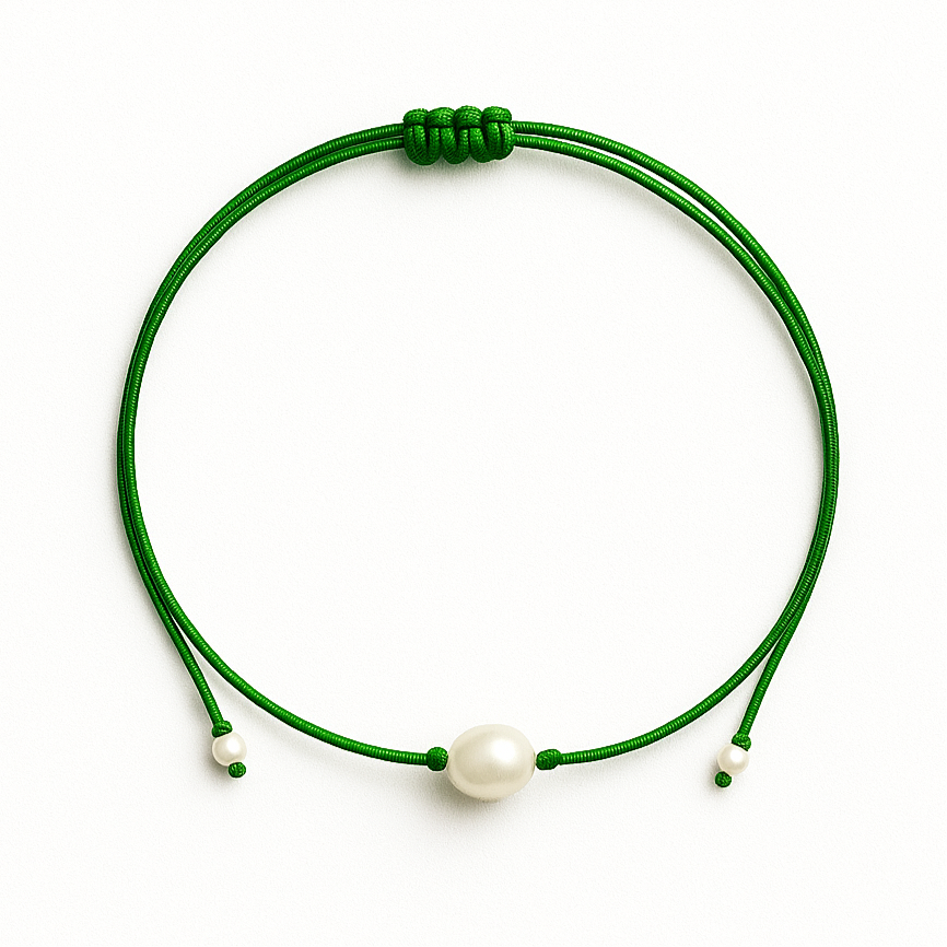 One pearl necklace green