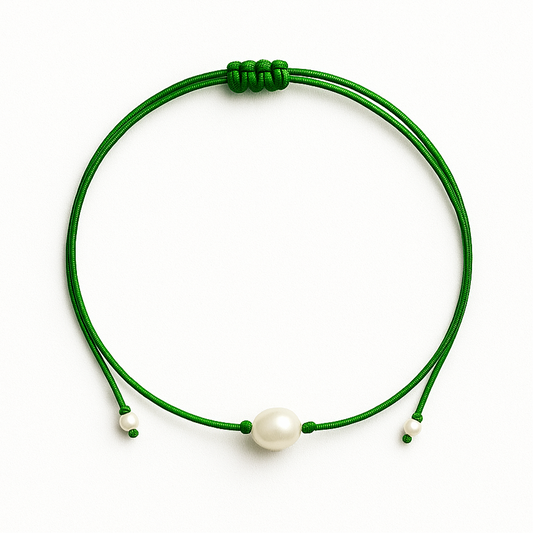One pearl necklace green