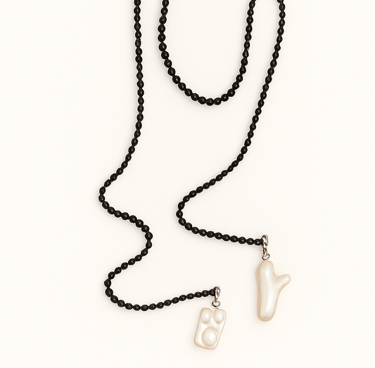 Multi way beaded necklace black