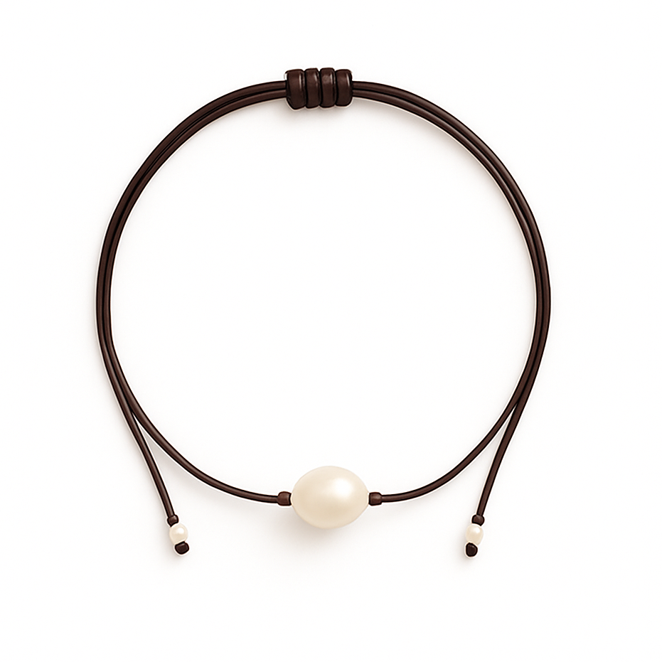 One pearl necklace coffee brown