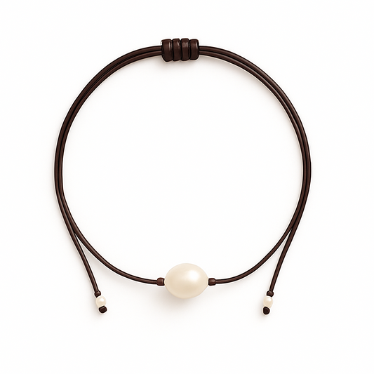 One pearl necklace coffee brown