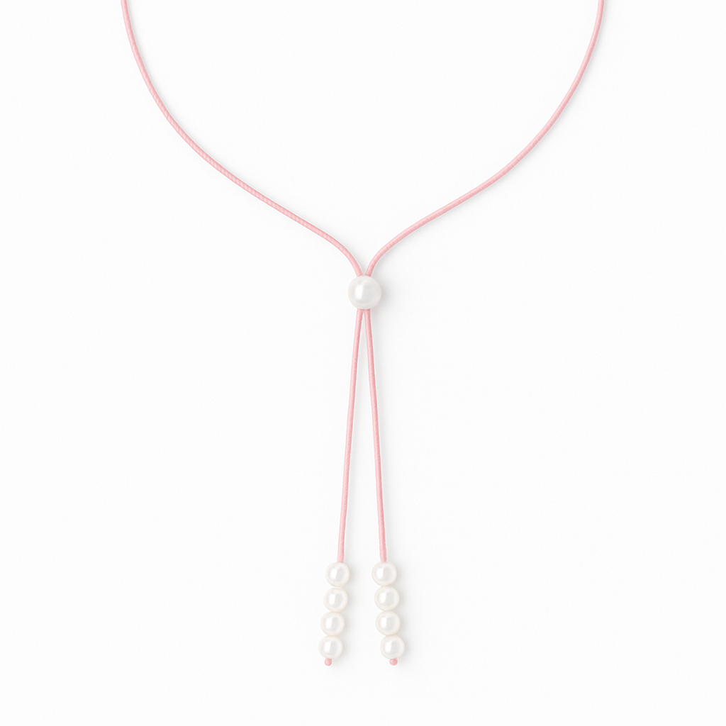 Tie necklace baby pink