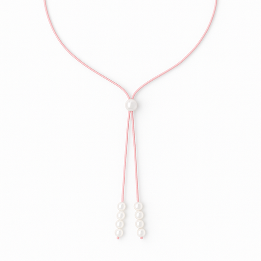 Tie necklace baby pink