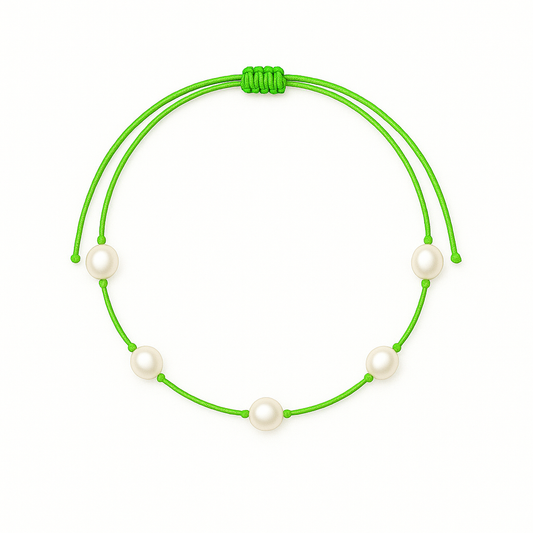 5 pearls necklace neon green