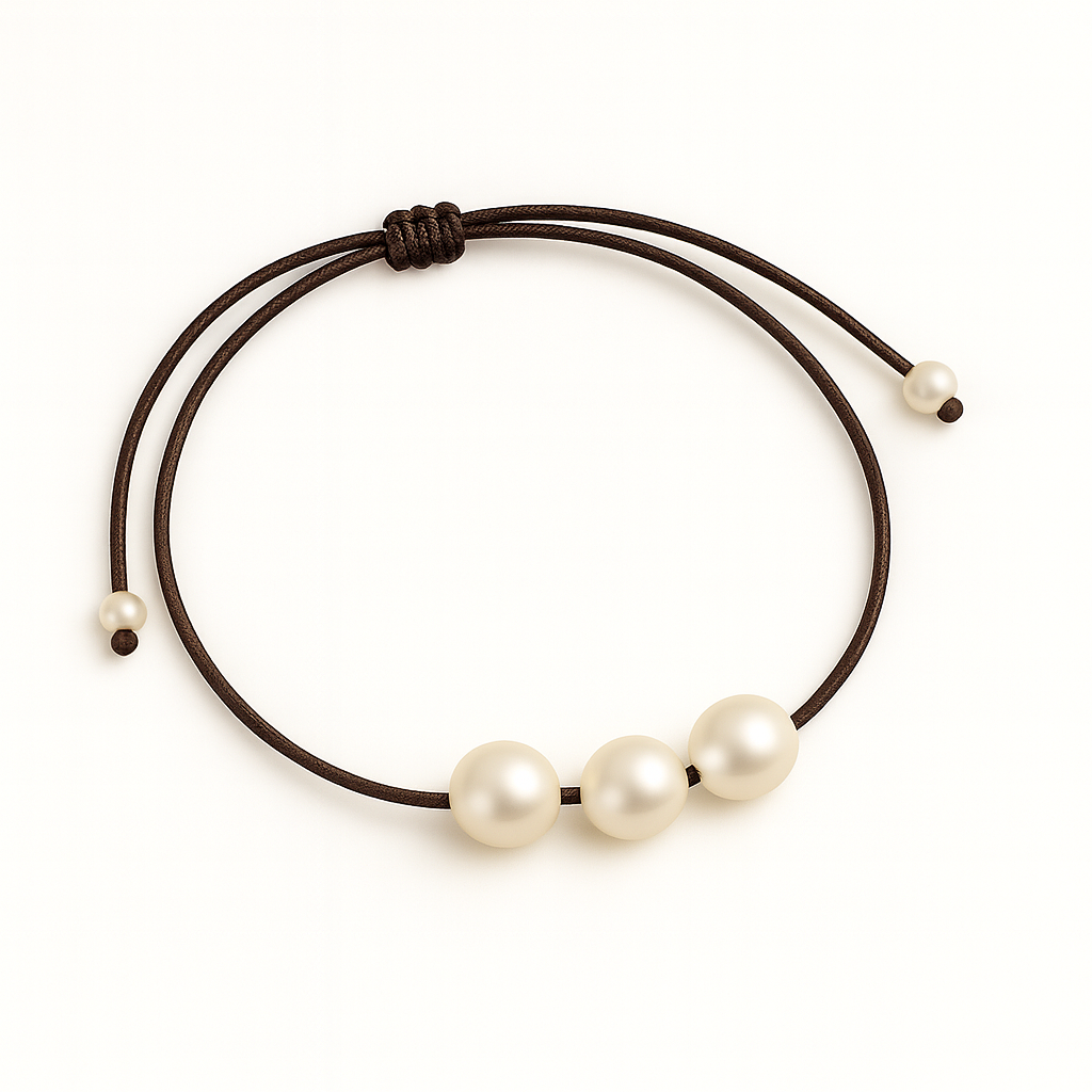 3 pearl bracelet coffee brown