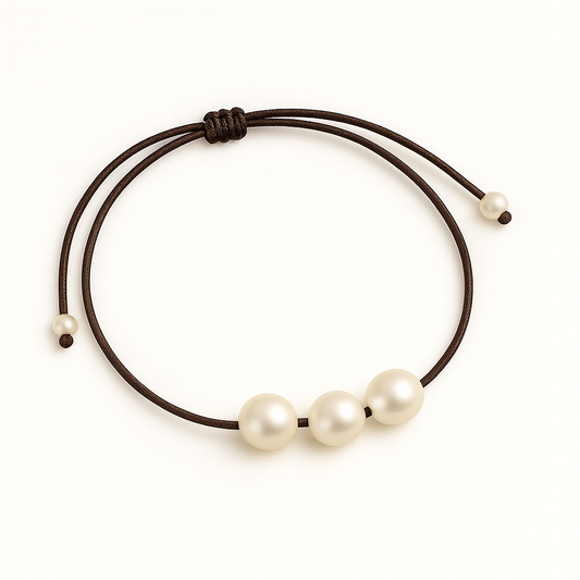 3 pearl bracelet coffee brown